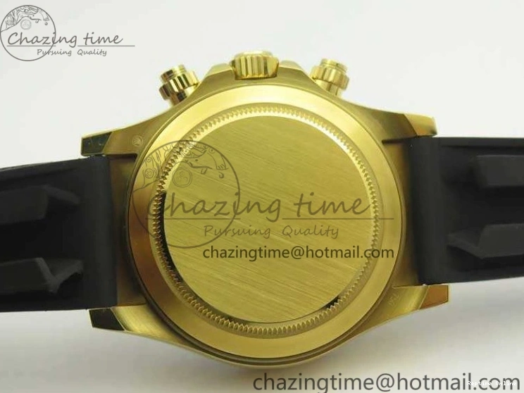 0522 Chic Daytona 116518LN YG JH Best Black Gold Dial On Rubber Strap A4130 (Free XS Rubber ) 3458